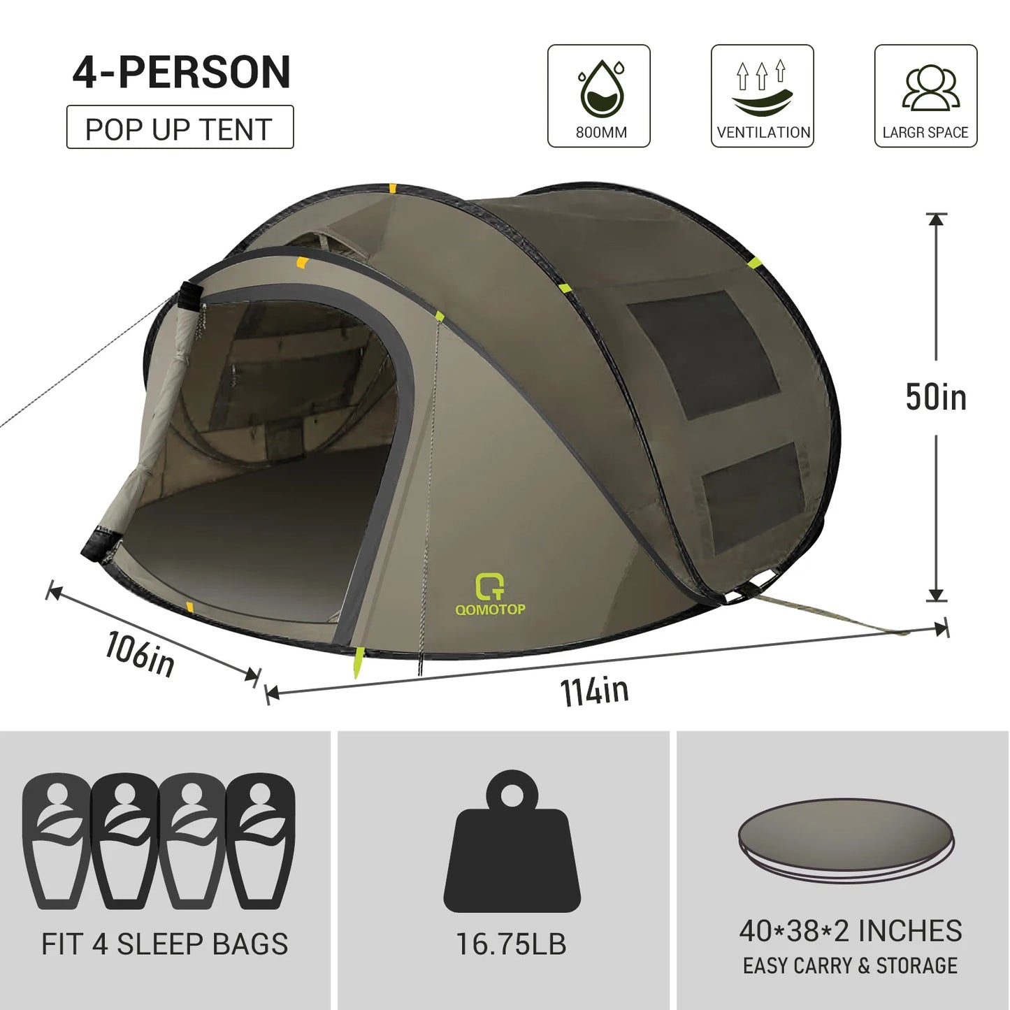 Instant 4-Person Camp Tent